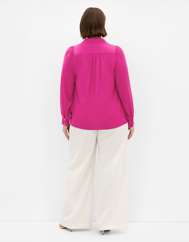 City Chic - Plus size Hadlee Long Sleeve Shirt - framboise
