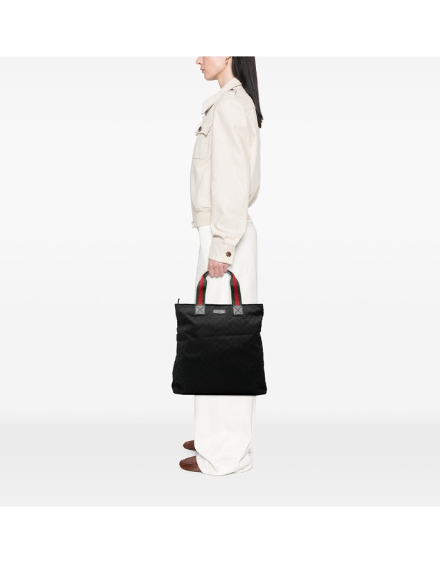 Gucci - Pre-Loved GG Canvas Web Tote