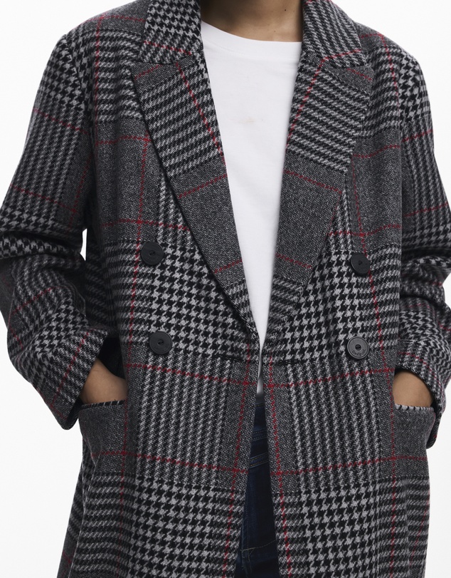 Desigual - Tartan coat removable hood