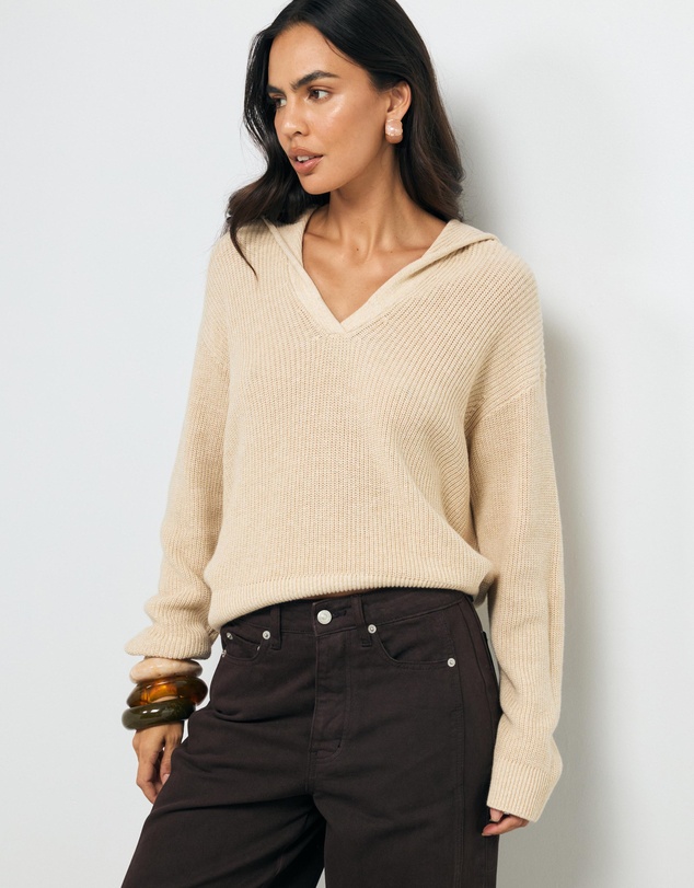 AERE - Lilo Cotton Wool Polo Knit