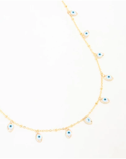 Lovisa - Waterproof Gold Plated Stainless Steel Evil Eye Necklace