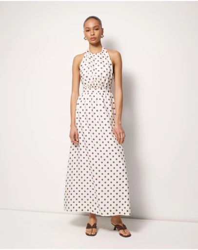 AERE - Tali Linen Cross Back Midi Dress