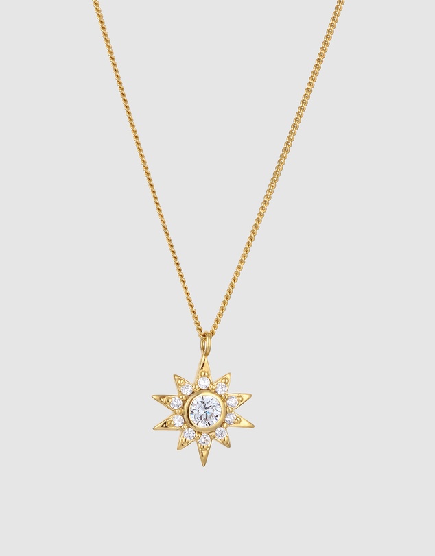 Elli Jewelry - Necklace Zirconia Star 925 Sterling Silver Gold-Plated