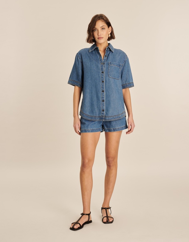 AERE - Soft Denim Twill Elasticated Shorts