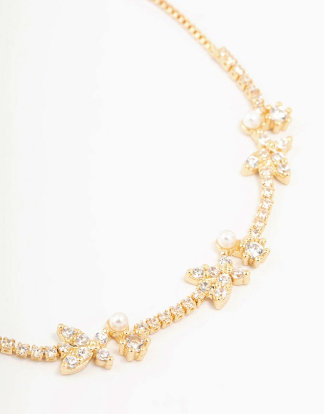 Lovisa - Gold Plated Pearl & Mini Butterfly Toggle Bracelet