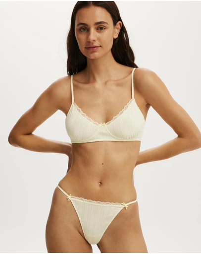 Cotton On Body - Cotton Pointelle Bralette/Tanga G String Set