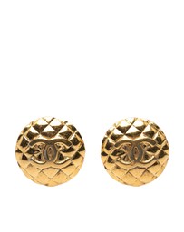 Pre-Loved by Azura Reborn - Pre-Loved CC Quilted Gold Plated Round Clip on Earrings