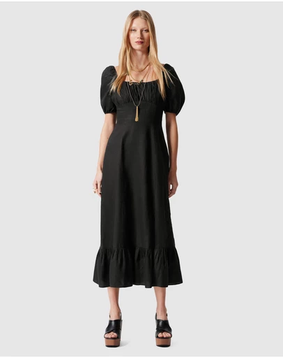& Other Stories - Puff Sleeve Linen Midi Dress