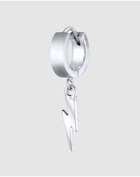 Kuzzoi - ICONIC EXCLUSIVE - Earrings Men Creole Lightning Pendant Single Piece in 925 Sterling Silver