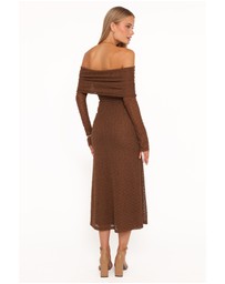 Petal & Pup - Wilma Off Shoulder Dress - Brown