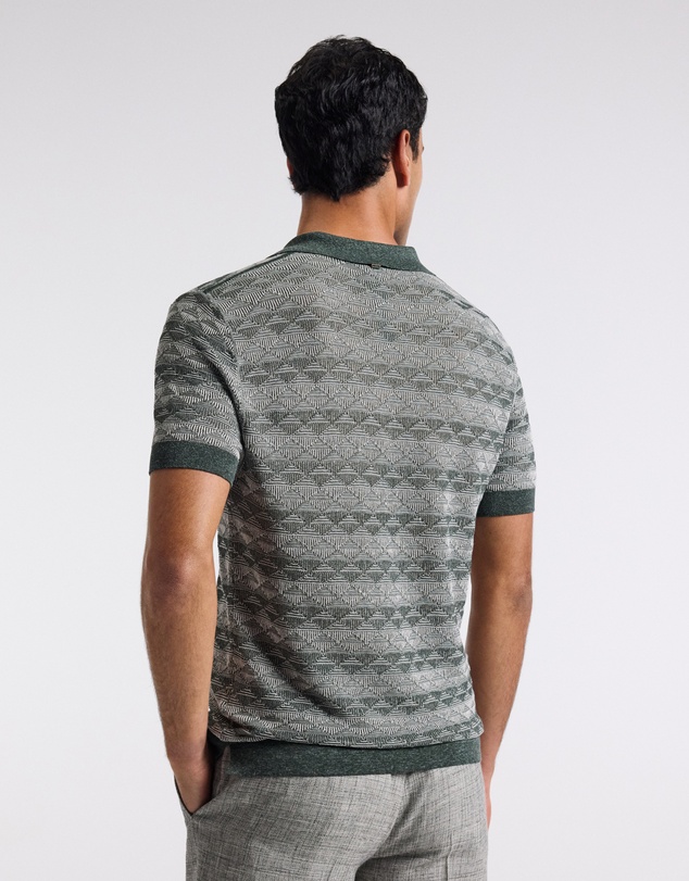 Calibre - Two-Tone Geometric Jacquard Polo Fern