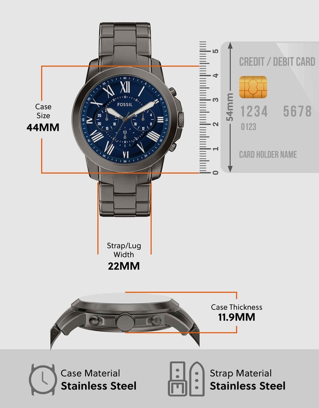 Fossil - Grant Gunmetal Chronograph Watch
