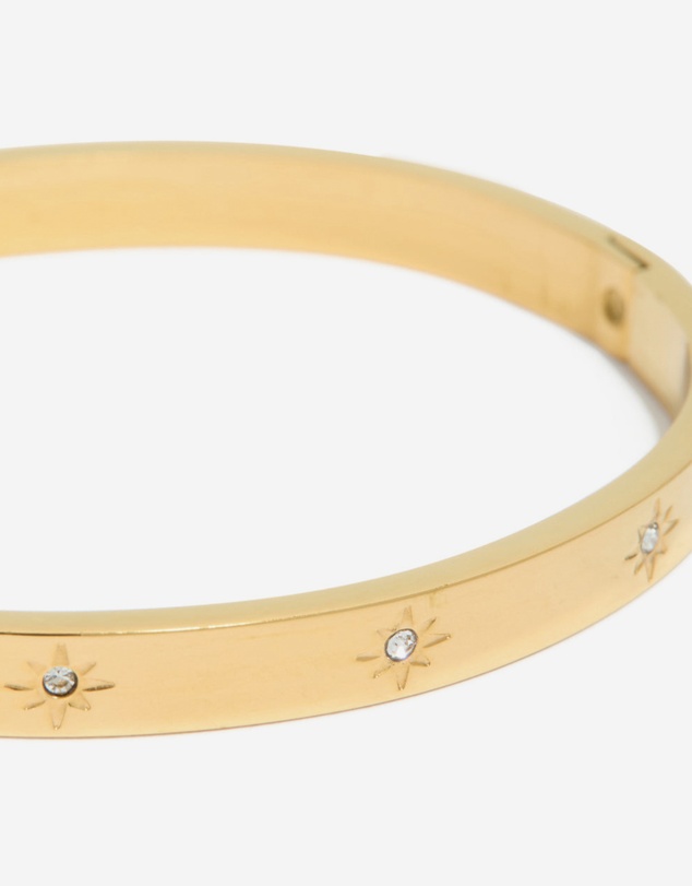 Lovisa - Waterproof Gold Plated Stainless Steel Cubic Zirconia Hinged Sunburst Bangle