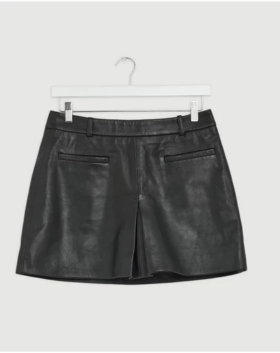 Revibe - Repaired Minima Esenciales Lila Leather Mini Skirt - AU 10