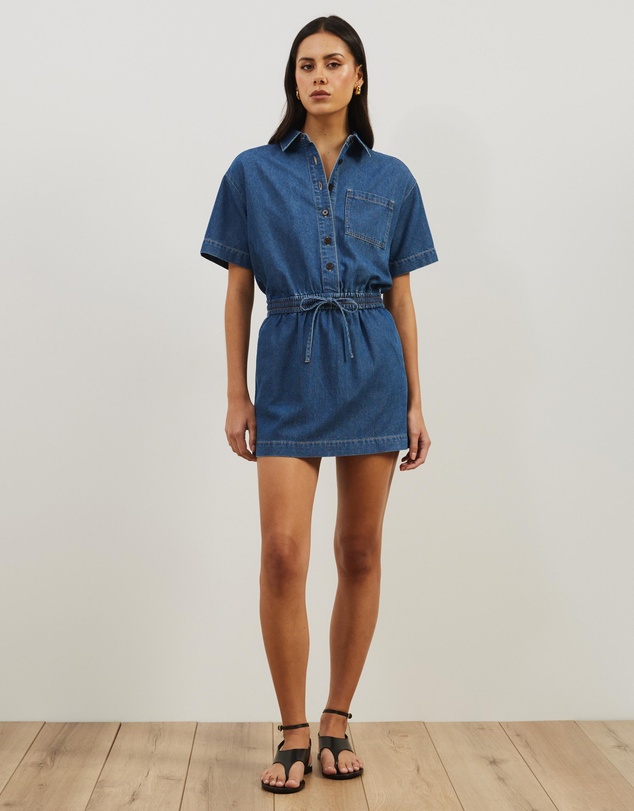 Atmos&Here - Tina Drawstring Denim Mini Dress