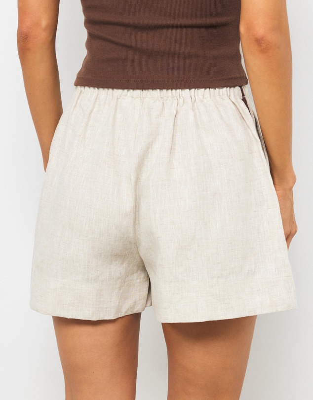 AERE - Belle Contrast Drawstring Linen Shorts