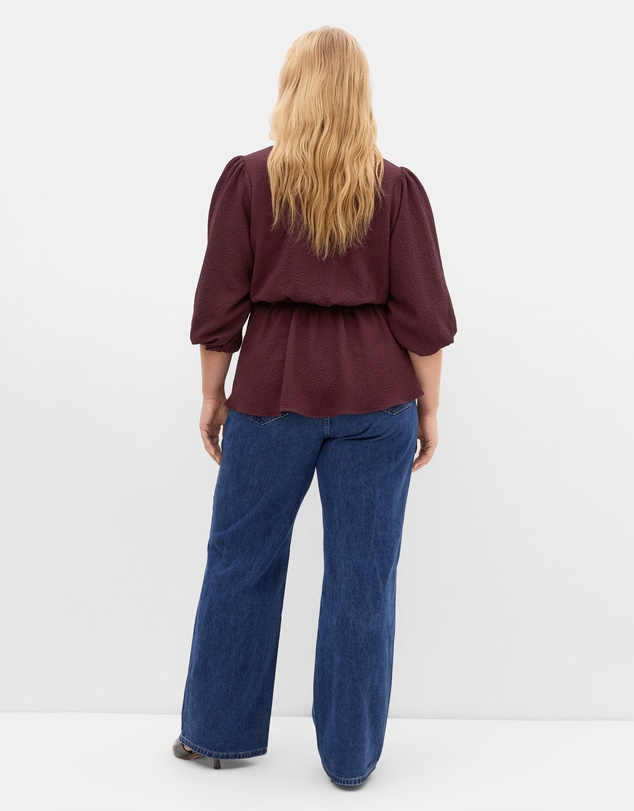 City Chic - Plus size Celina Peplum Top - bordeaux
