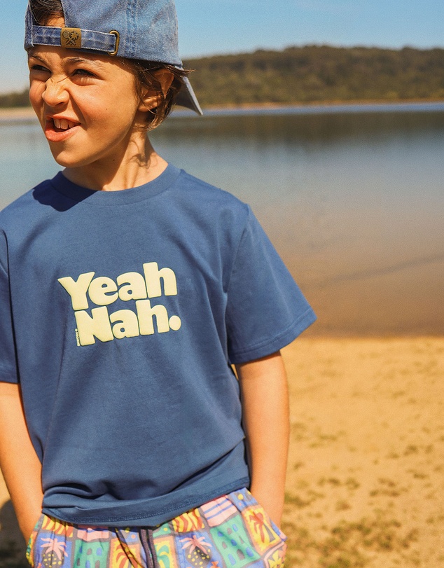 Skwosh - Yeah Nah Boys Regular Tee in Navy