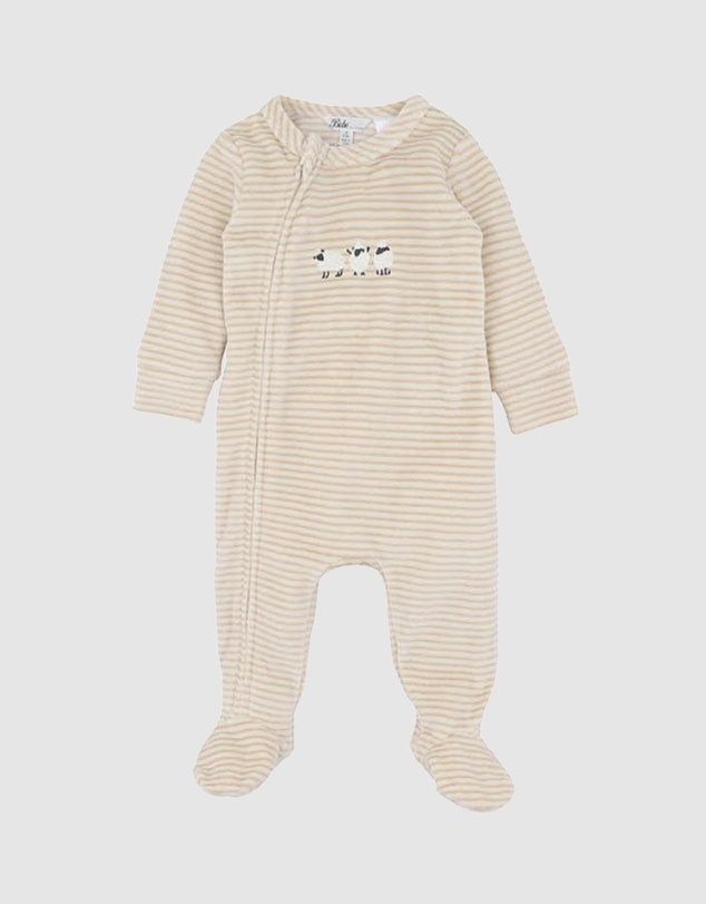 Bebe by Minihaha - Hunter Stripe Velour Zip Onesie - Babies