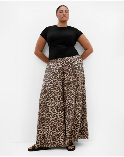 City Chic - Elsie Leopard Print Wide Leg Pant