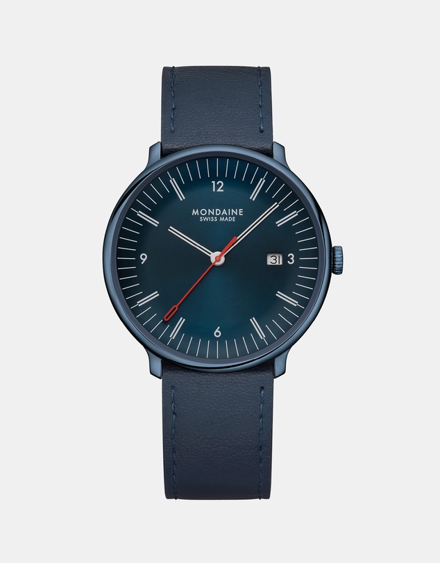 Mondaine - Mondaine Doppio Blue Vegan Leather 41mm Watch
