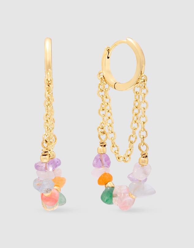 Wanderlust + Co - Kaleidoscope Beaded Gold Hoop Earrings