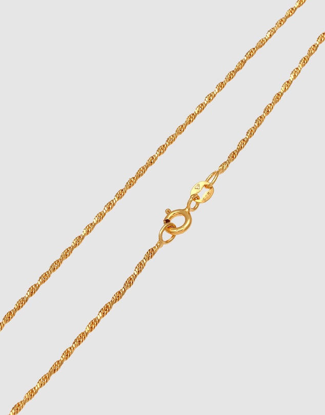 Elli Jewelry - Necklace Basic Cord Necklace Twist Fine in 925 Sterling Silver Gold Plated