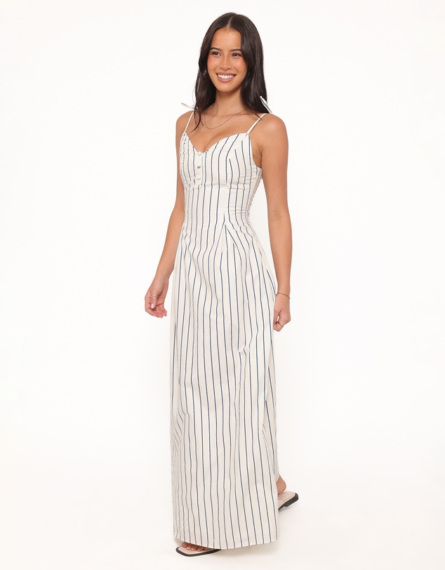 Petal & Pup - Jordin Maxi Dress - Ivory/Blue Stripe