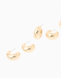 Lovisa - Gold Mixed Teardrop Hoop Earrings 3-Pack