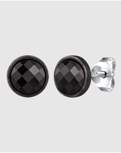 Kuzzoi - ICONIC EXCLUSIVE - Crystal Stud Earrings in Oxidised 925 Sterling Silver