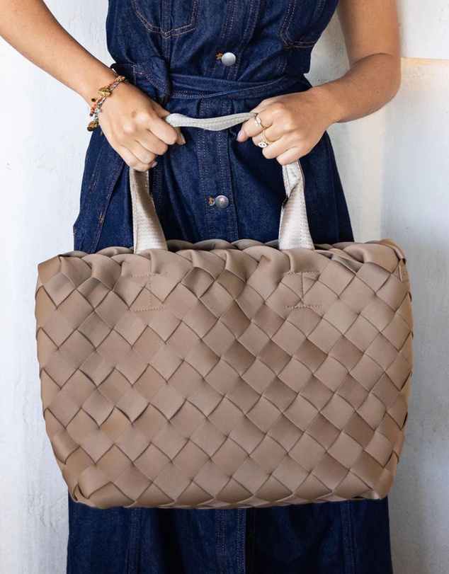 Chuchka - Woven Neoprene Large Tote - Large Weave Nude