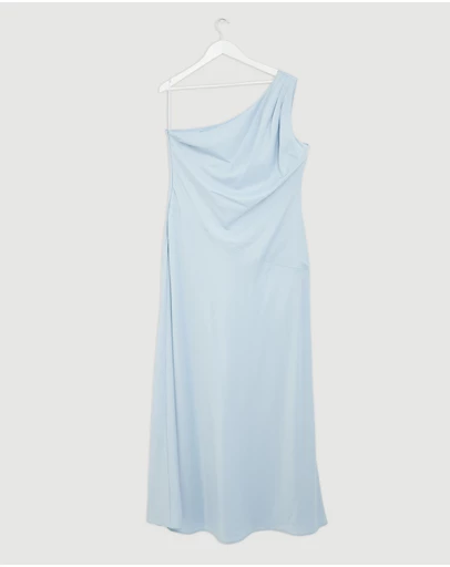 Revibe - Repaired CHANCERY Hallie Satin One Shoulder Drape Maxi Dress - AU 18