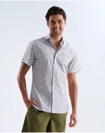 3 Wise Men - 3 Wise Men Coastal Print Short Sleeve Shirt