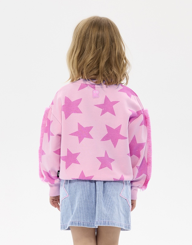 Rock Your Kid - Pink Star Funky Fringe Sweatshirt
