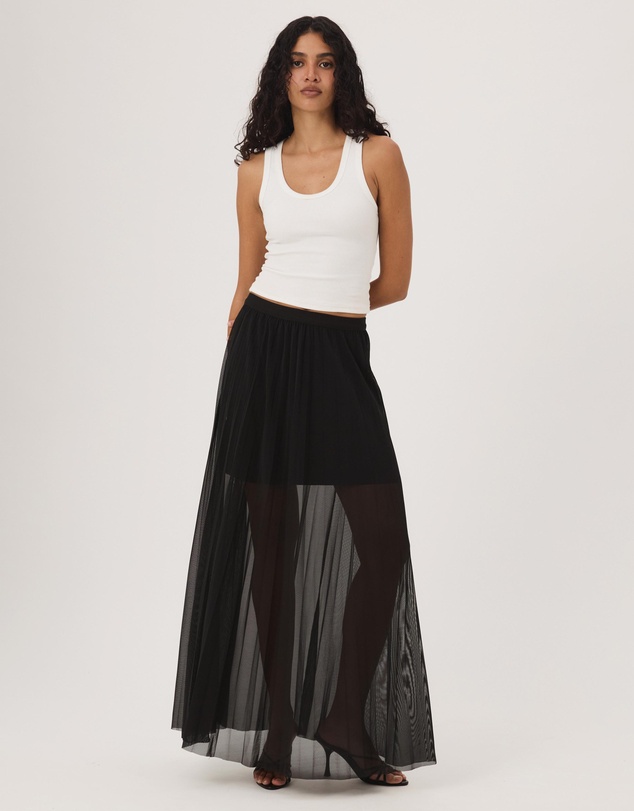 Atmos&Here - Bella Pleated Mesh Maxi Skirt