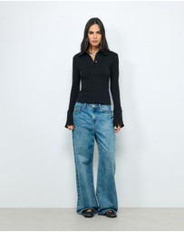 AERE - Indie LS Rib Polo Top