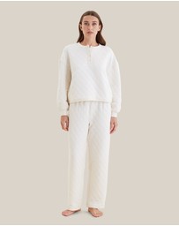 Papinelle - Quilted Cotton Henley Long Sleeve Top