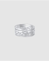 Elli Jewelry - Ring Stacking Set Basic Minimal Filigree Trend in 925 Sterling Silver