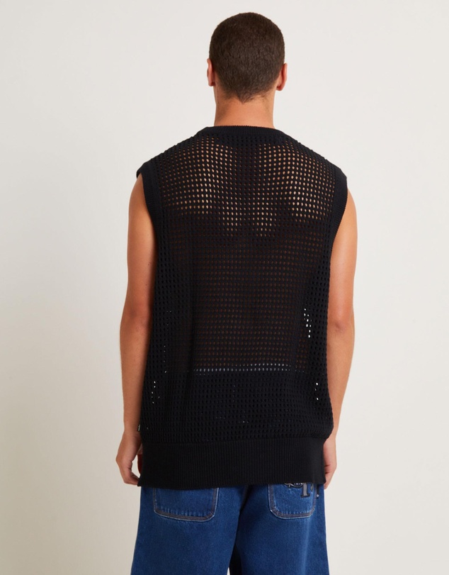 Black Noise White Rain - Lydo Net Knit Vest