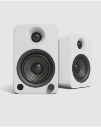 iWorld - Kanto YU4 140W Powered Bookshelf Speakers with Bluetooth and Phono Preamp - Pair, Matte White