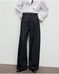 M.N.G - Wide-Leg Pleated Denim Trousers