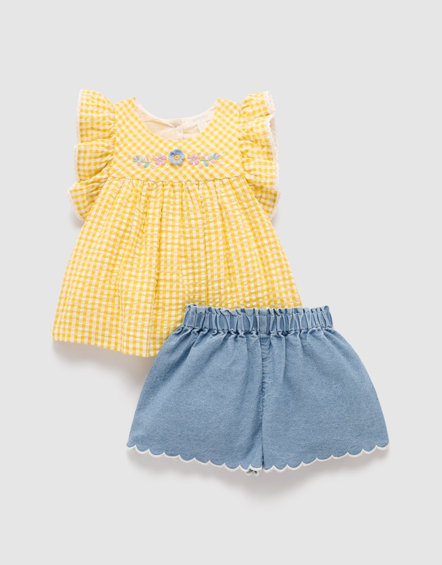 Purebaby - Gingham Set-Kids-Babies