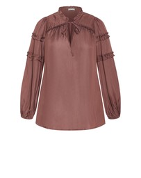 City Chic - Plus size Drama Queen Long Sleeve Shirt - cinnamon