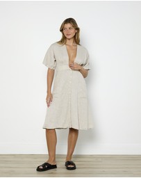 Cirkular - Pre-Loved - Reformation Taupe Linen Midi Dress