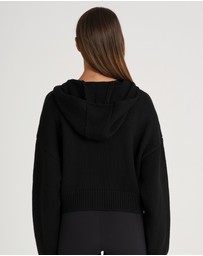All Fenix - Zip Up Crop Knit Hoodie