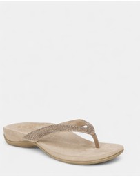 Vionic - Dillon Shine Toe Post Sandal - Champagne