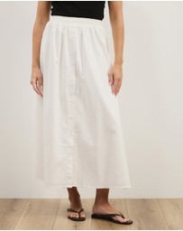 Atmos&Here - Darla Linen Blend Button Midi Skirt