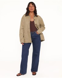 Petal & Pup - Elliot Contrast Collar Barn Jacket - Khaki