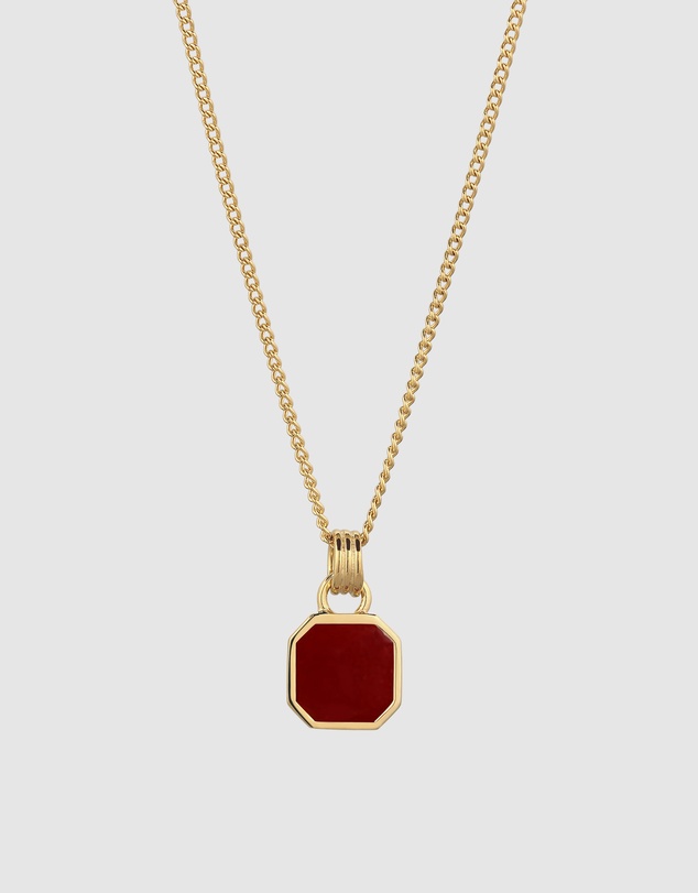 Kuzzoi - ICONIC EXCLUSIVE - Enamel Octagon Pendant Necklace in Gold-Plated 925 Silver