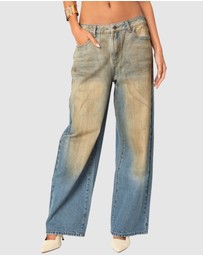 EDIKTED - Muddy Washed Low Rise Jeans
